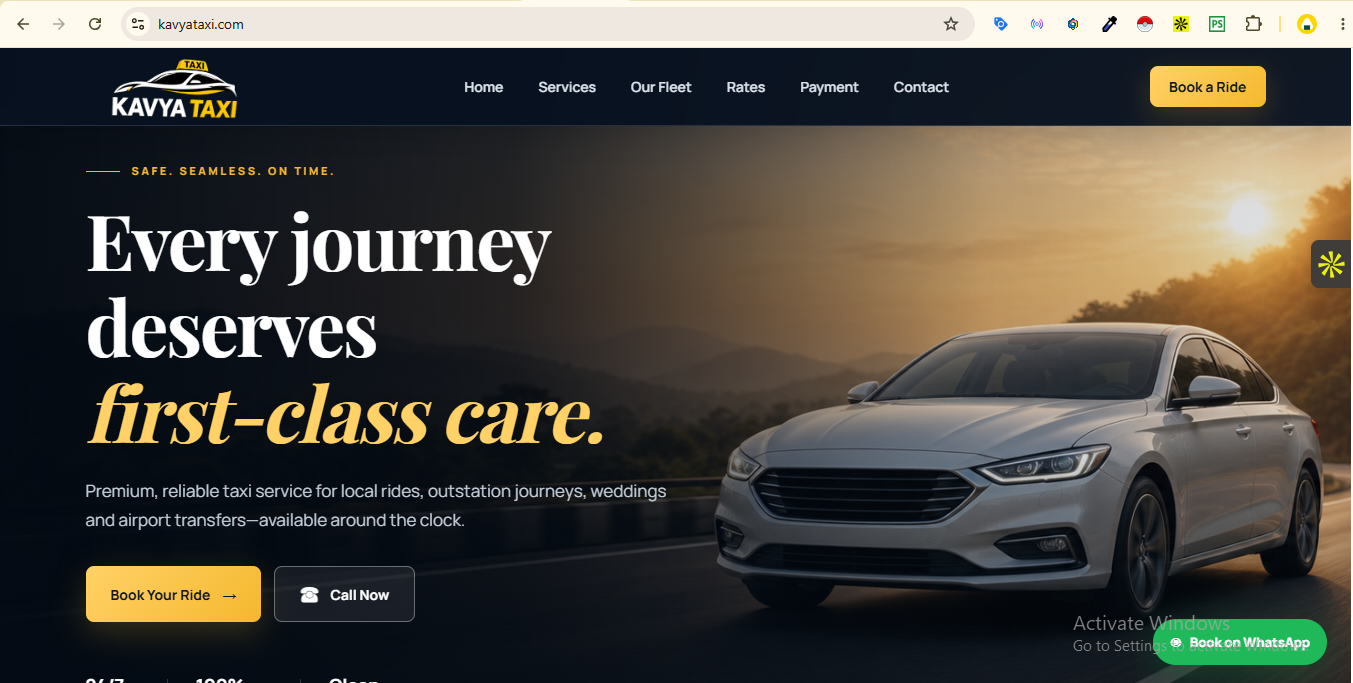 Kavya Taxi Service – Premium Taxi Booking Website
